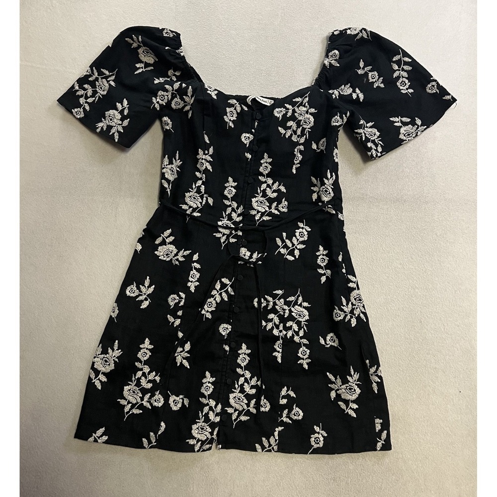 Abercrombie & Fitch Mini Dress Women's Size Small Tall Linen Blend Floral